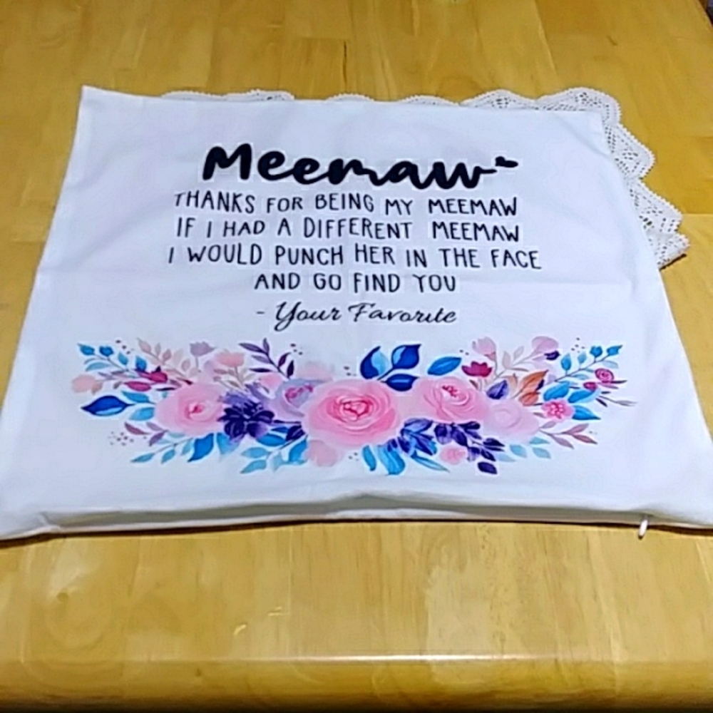 For your Meemaw - NWOT Pillow Cover with floral detail